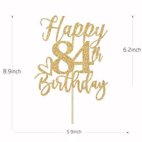 Cake Topper Happy Birthday with Happy 84th Birthday Cake Pick for Cheers to 84 Years 84th Happy Birthday Party Supplies
