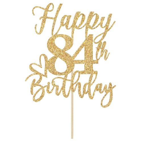 Cake Topper Happy Birthday with Happy 84th Birthday Cake Pick for Cheers to 84 Years 84th Happy Birthday Party Supplies
