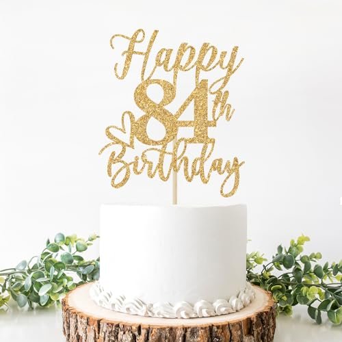 Cake Topper Happy Birthday with Happy 84th Birthday Cake Pick for Cheers to 84 Years 84th Happy Birthday Party Supplies