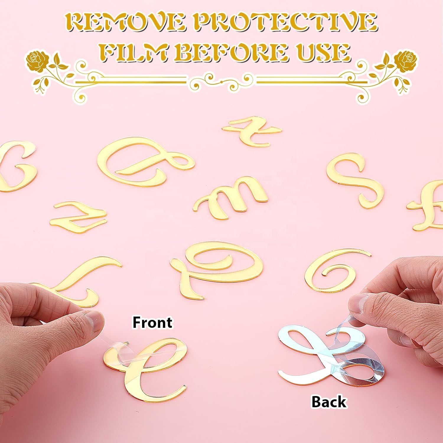 64pcs Gold Acrylic Cake Topper 0-9 Numbers A-Z Letters DIY Personalized Birthday Cake Decorating Custom Birthday Party Supplies