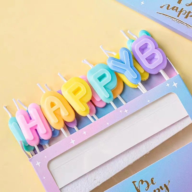 birthday candles Colorful children's party English letters happy cartoon Happy