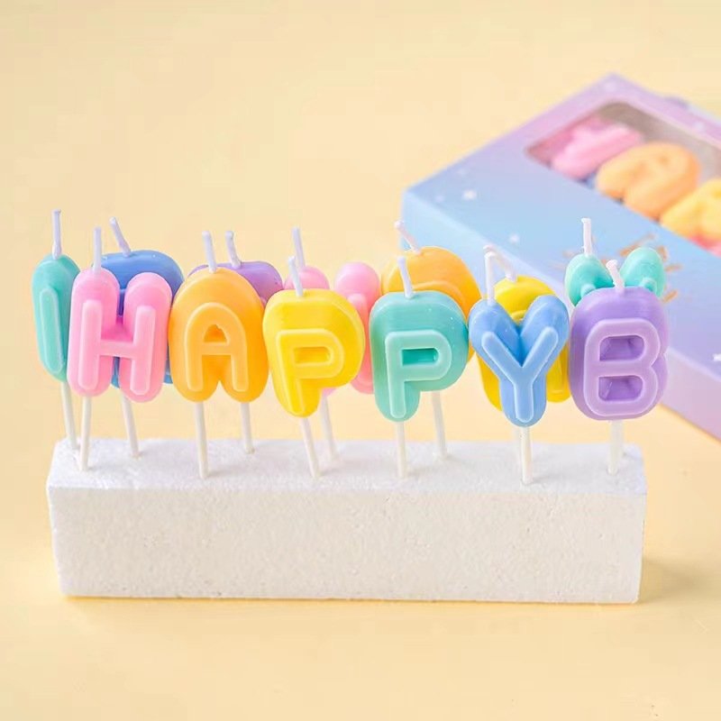 birthday candles Colorful children's party English letters happy cartoon Happy