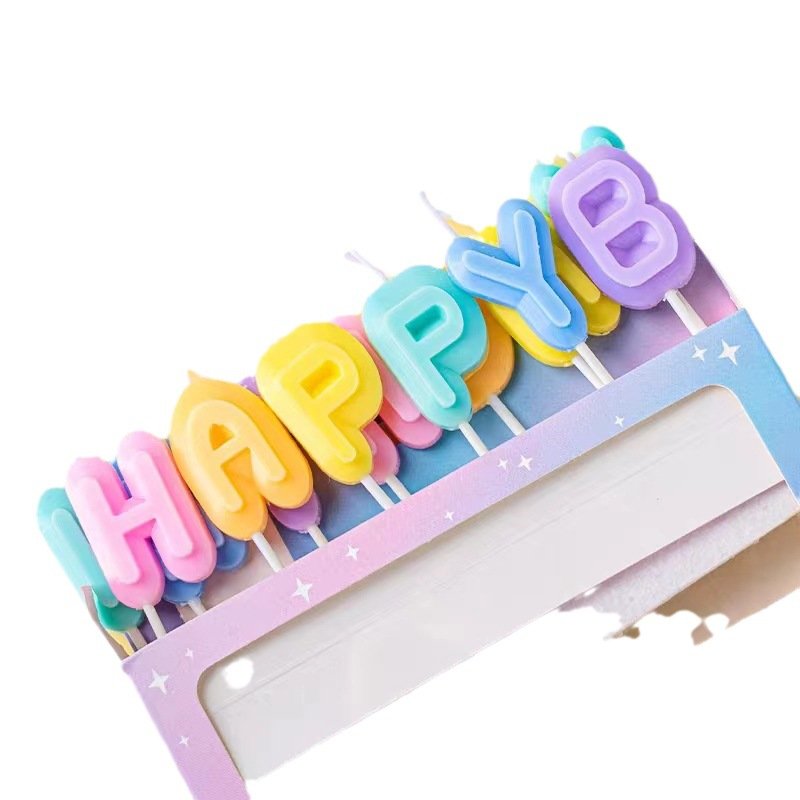 birthday candles Colorful children's party English letters happy cartoon Happy