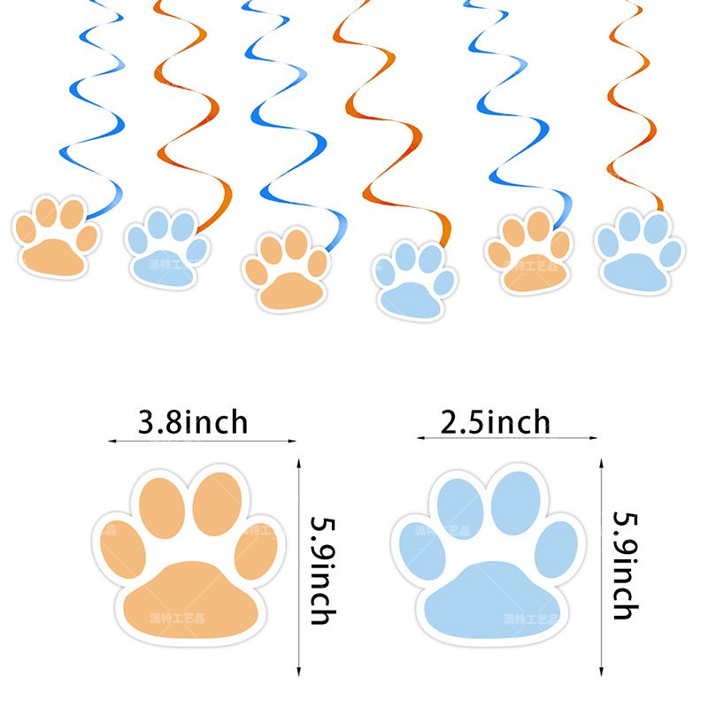 Cute Kids Yellow White Blue Cartoon Dog Banner Printed Balloon Cake Fork Birthday Party Decoration