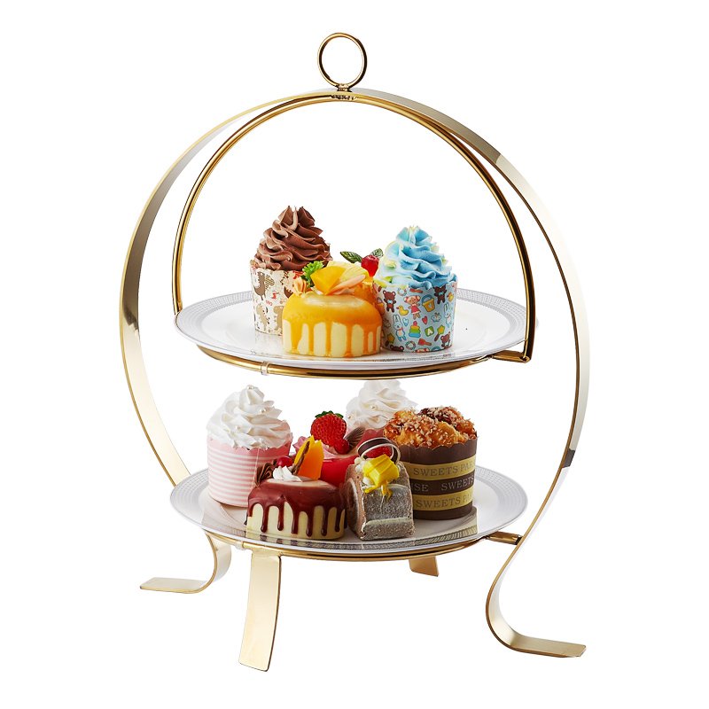 Factory custom designed luxury high quality hotel banquet wedding buffecake stand luxury standing cake display golden cake stand