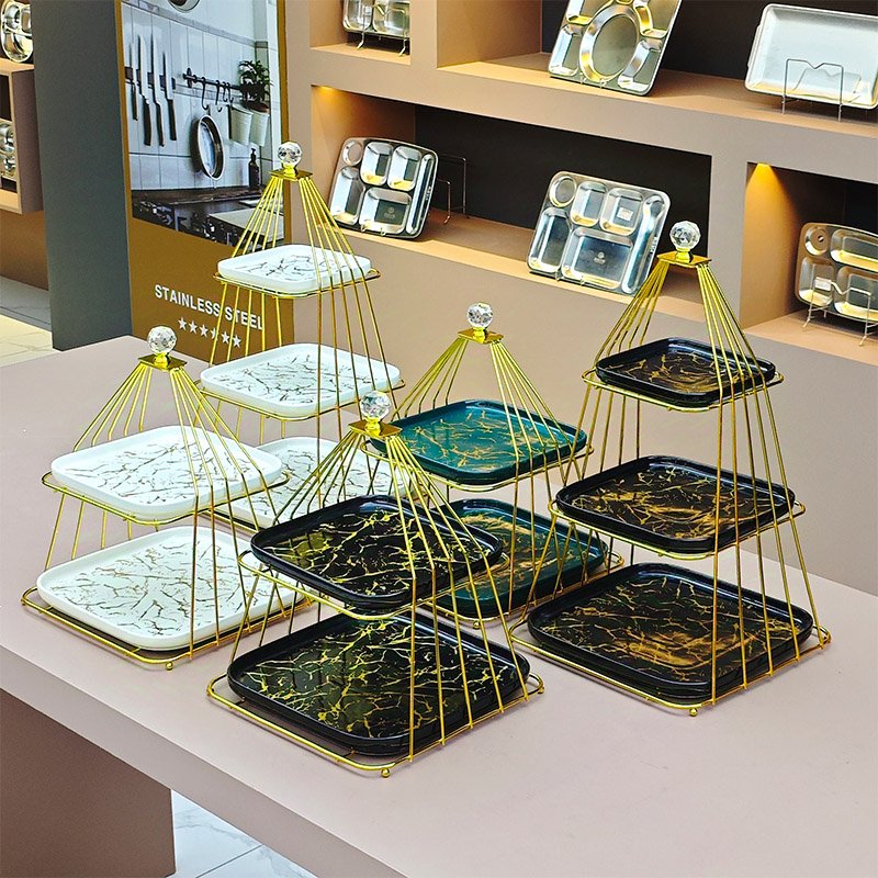 Design INS Creative Cake Decorations Birthday Party Supply Dessert Rack Afternoon Tea Iron Ceramics Multitier Cake Stand
