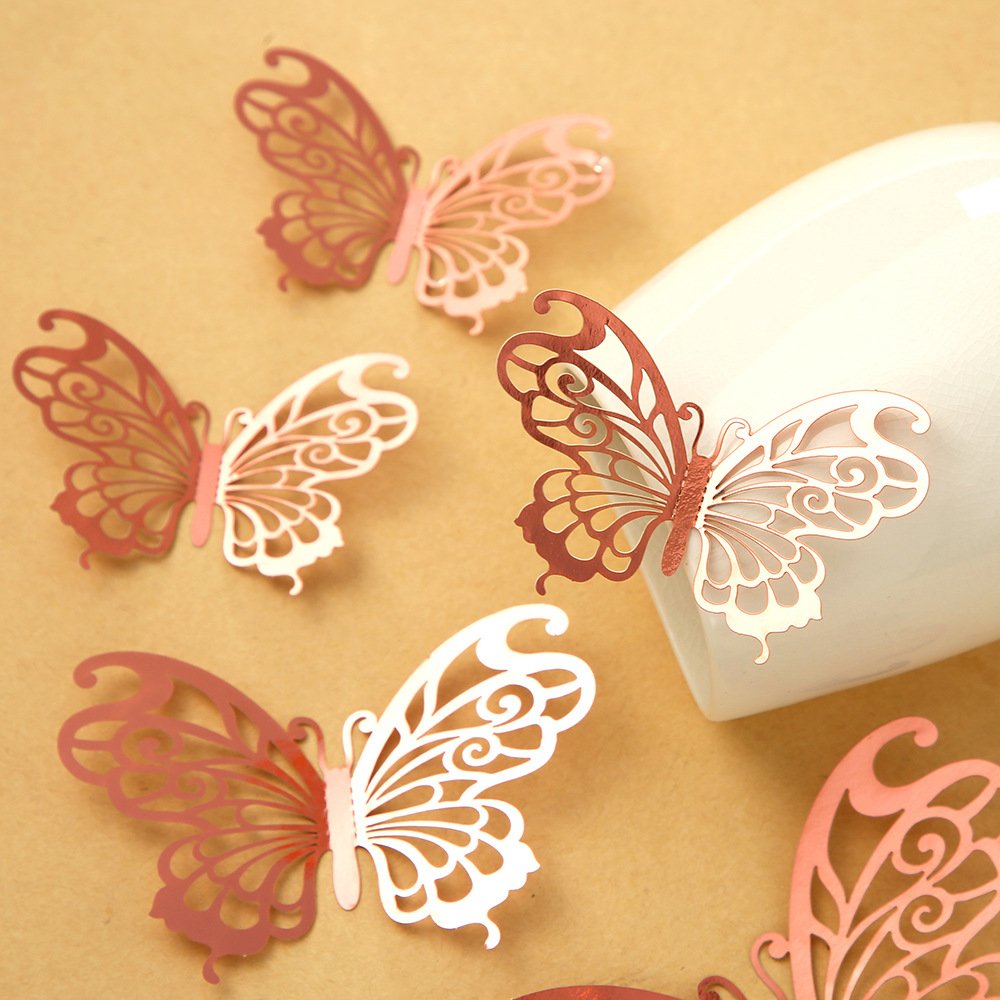Hot selling wholesale price cake decorations butterflies party supplies birthday decoration 3D gold butterflies cake topper