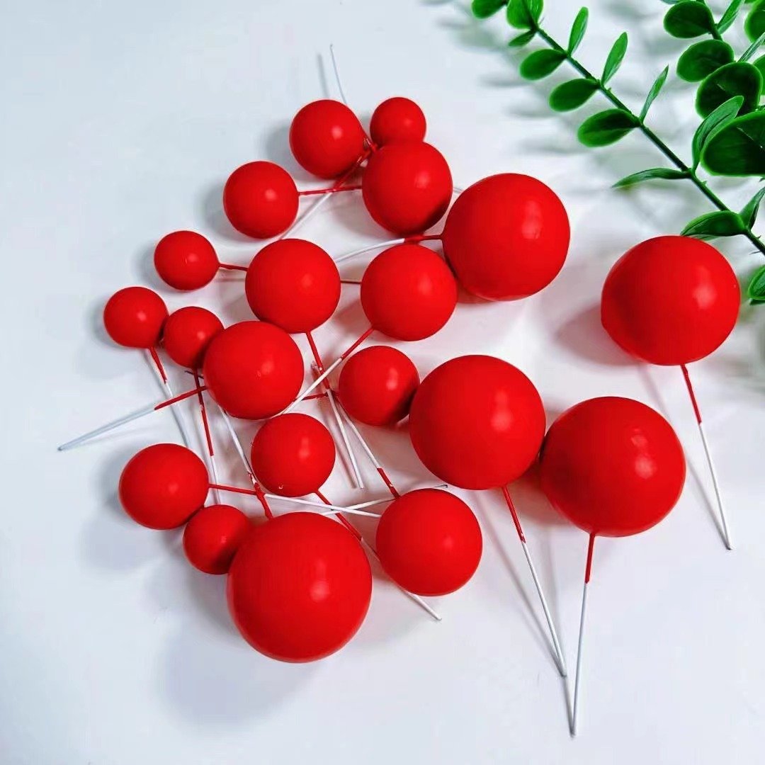 Hot sale ball cake decoration color foam ball baking plug-in cake DIY accessories cross-border for party supplies