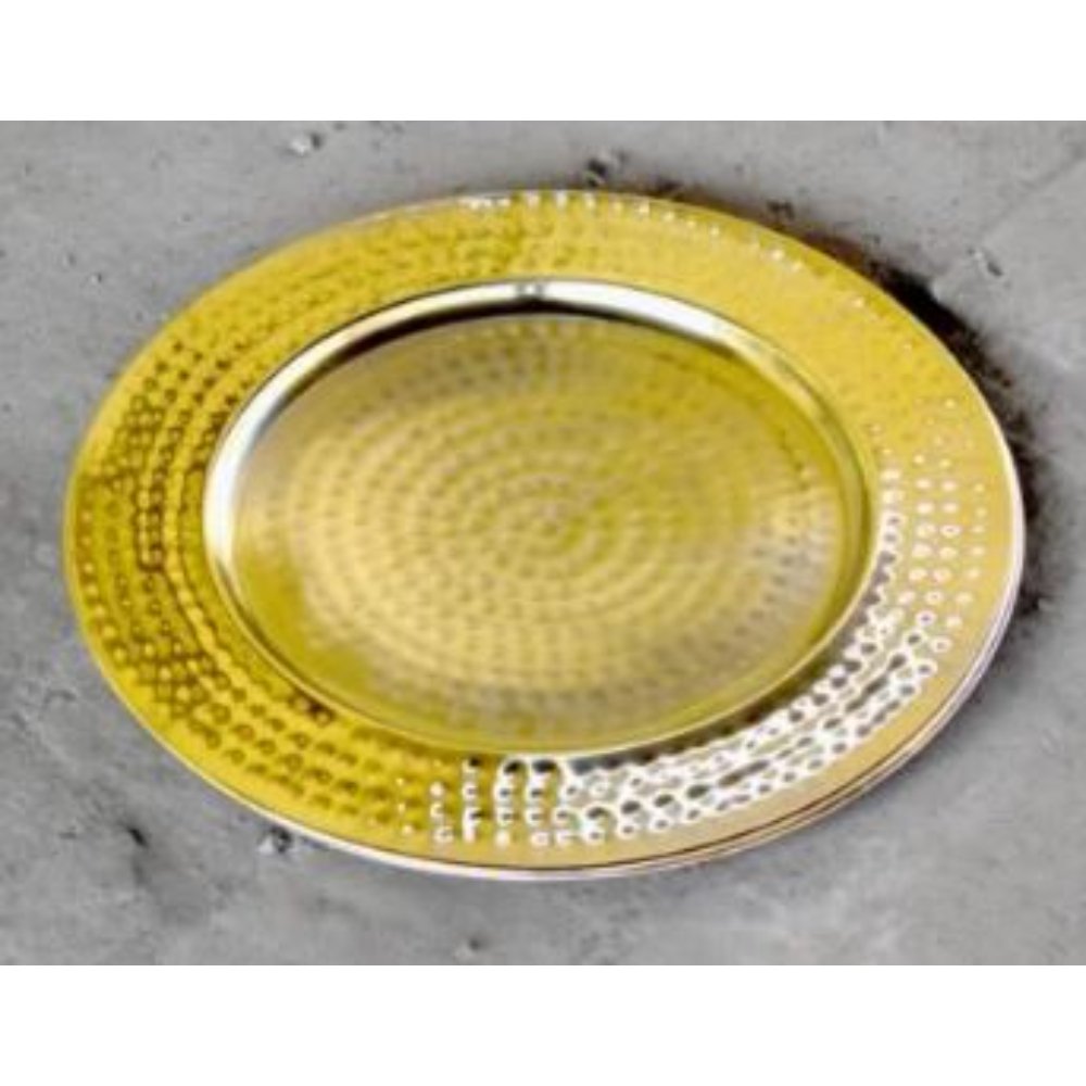 New Modern Design Charger Plate Round Dinner Dish Handmade Hammered Copper Plate For Hotel Restaurant Supplies