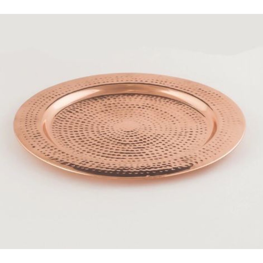 New Modern Design Charger Plate Round Dinner Dish Handmade Hammered Copper Plate For Hotel Restaurant Supplies