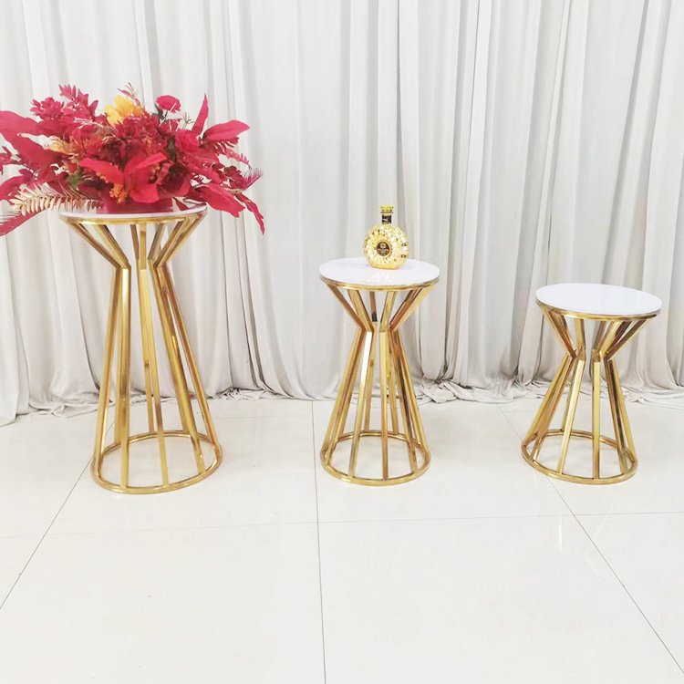 3pcs Wedding Decoration Supplies Gold Metal Dessert Table Display Set Cake Table Wedding Cake Stands Wedding Table Flower Stand