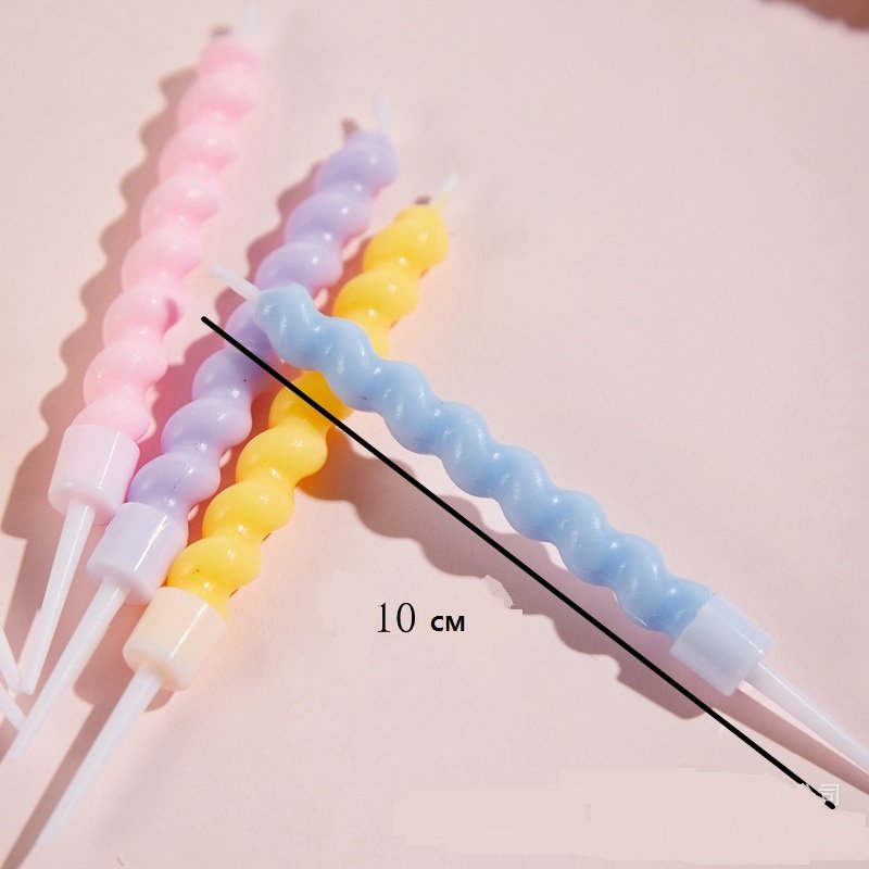 LEMON 6 Pcs Makaron Rainbow Ins Cake Candle Spiral Curve Cake Topper Valentine'S Day Wedding Birthday Party Decorations Supplies