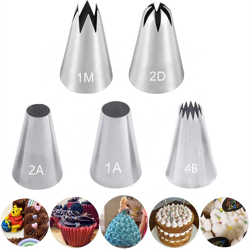 5PCS 1M 2D 2A 1A 4B Nozzles Cake Tools Sets Pastry tip cake decorating supplies piping tips tools