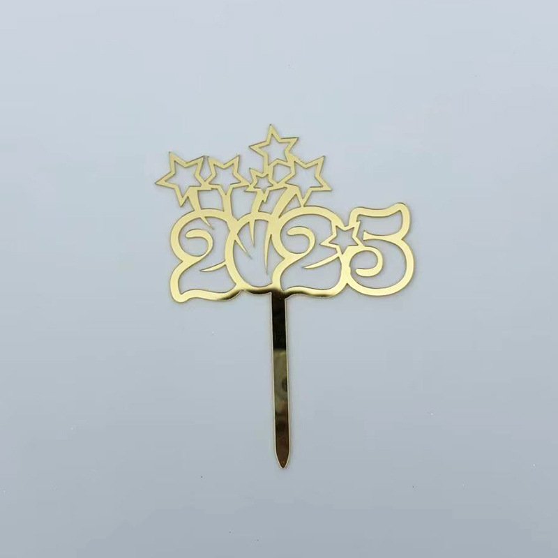 2025 Acrylic cake decoration for christmas and new year party cake placards cake toppers wholesale