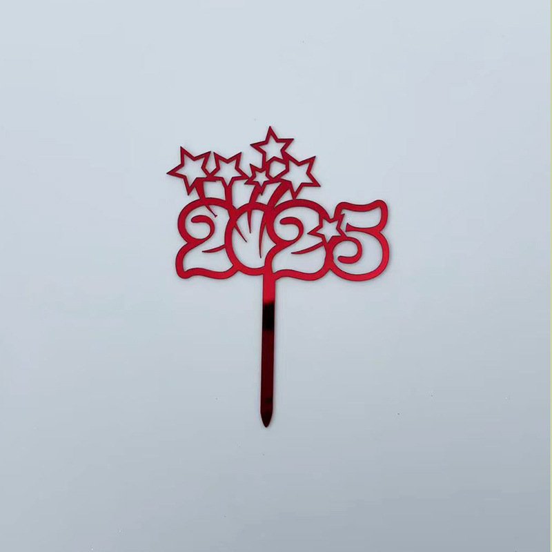 2025 Acrylic cake decoration for christmas and new year party cake placards cake toppers wholesale