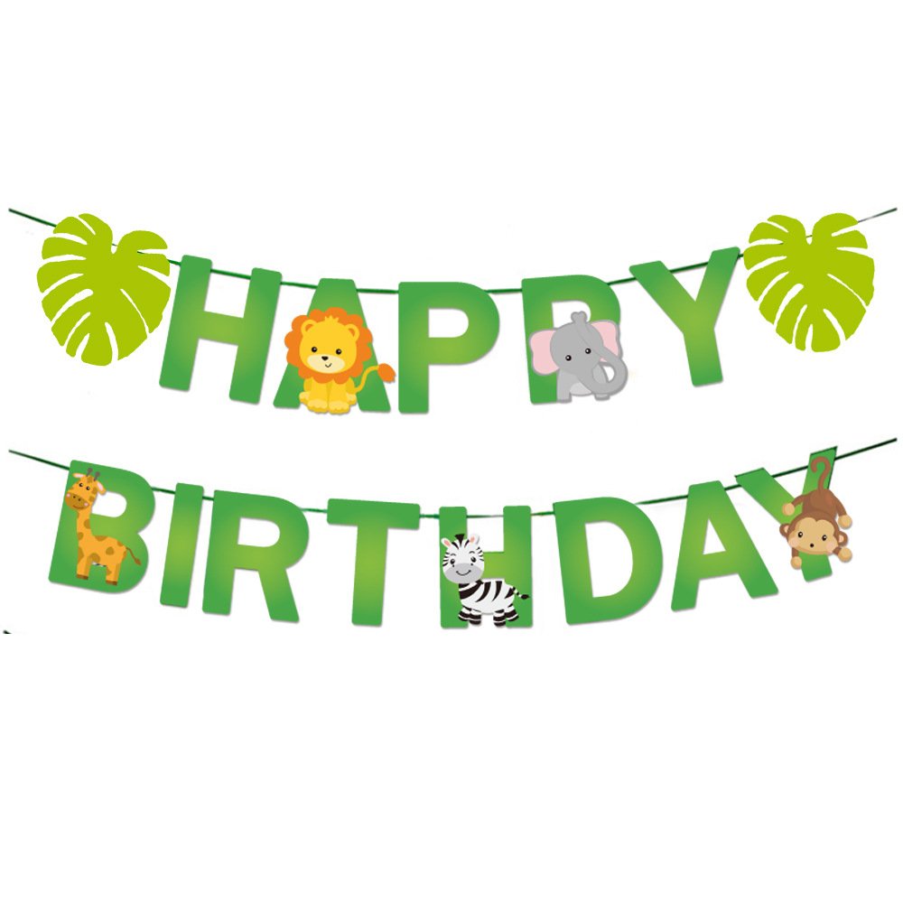 3-piece Jungle Animals High Quality Paper Factory Birthday Flag Cartoon Animal Banner Cake Insert Decorative Party Supplies Suit