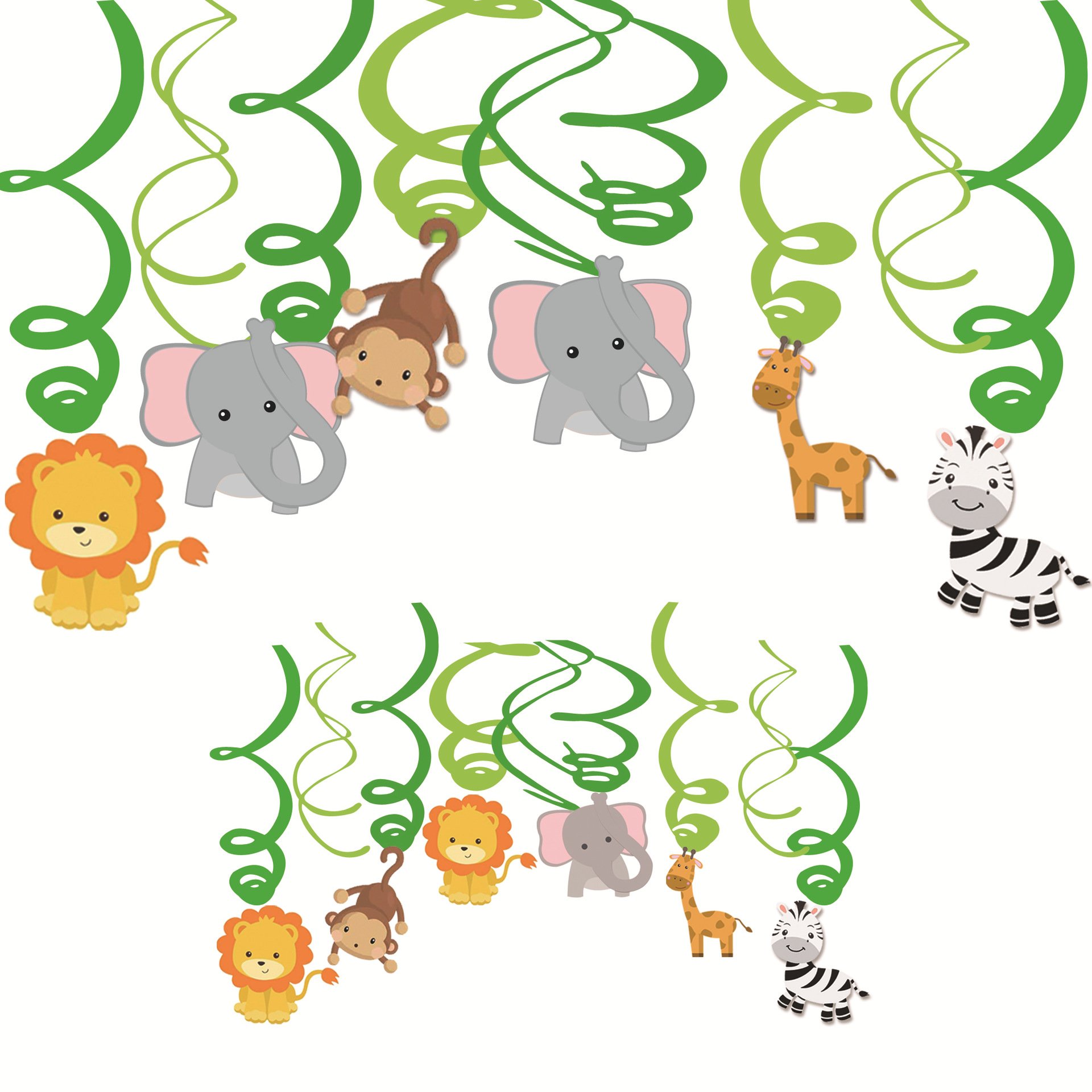 3-piece Jungle Animals High Quality Paper Factory Birthday Flag Cartoon Animal Banner Cake Insert Decorative Party Supplies Suit