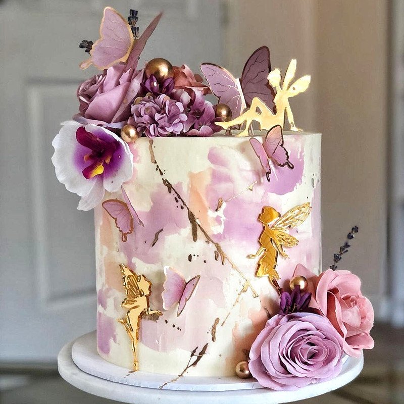 Fairy Party Supplies Glitter Golden Ballet Angel And Moon Castle Cake Topper For Girl Birthday Decoration
