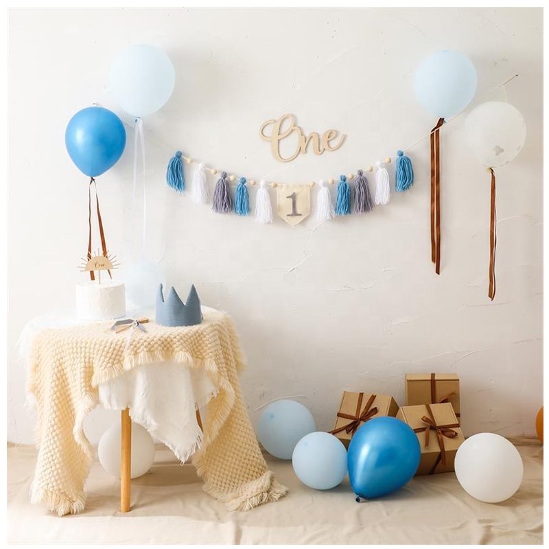 Wholesale Birthday Hat Banner Cake Topper Crown Sets One Year Old Highchair Baby Macrame Happy Birthday Party Decorations