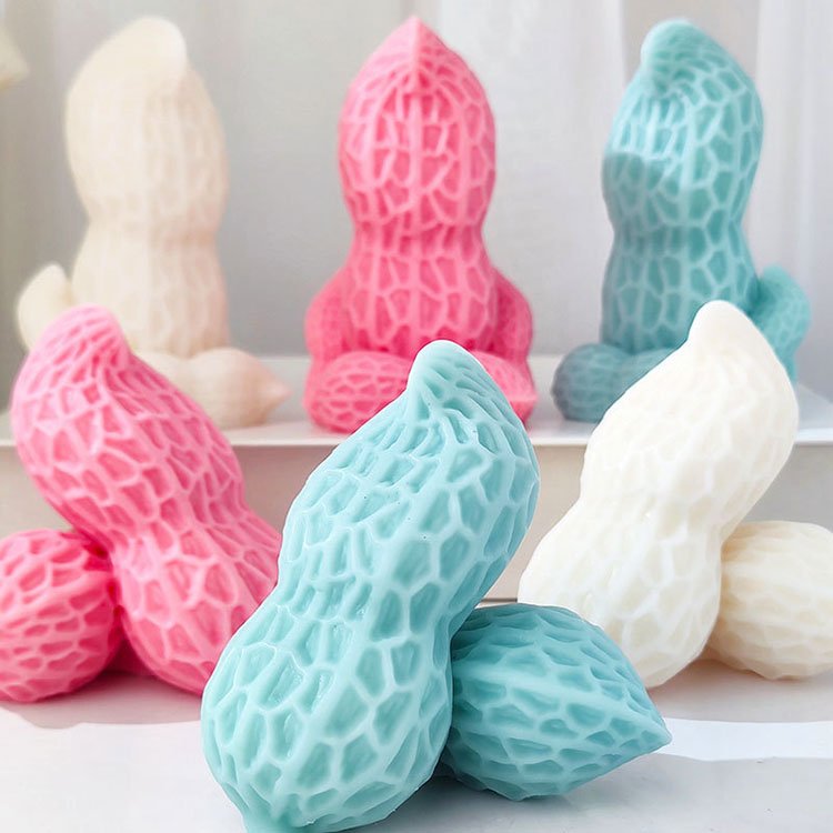 Standing Peanut Silicone Candle Mold Gypsum Ornaments Home Decorations Casting Mould DIY Soap Aromatherapy Candle Making Tool