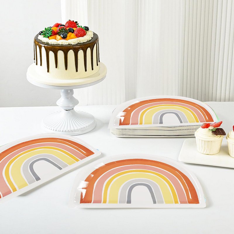 Boho Rainbow Birthday Party Sign Boho Rainbow Party Decorations Rainbow Birthday cake Party Supplies Ornament paper plates