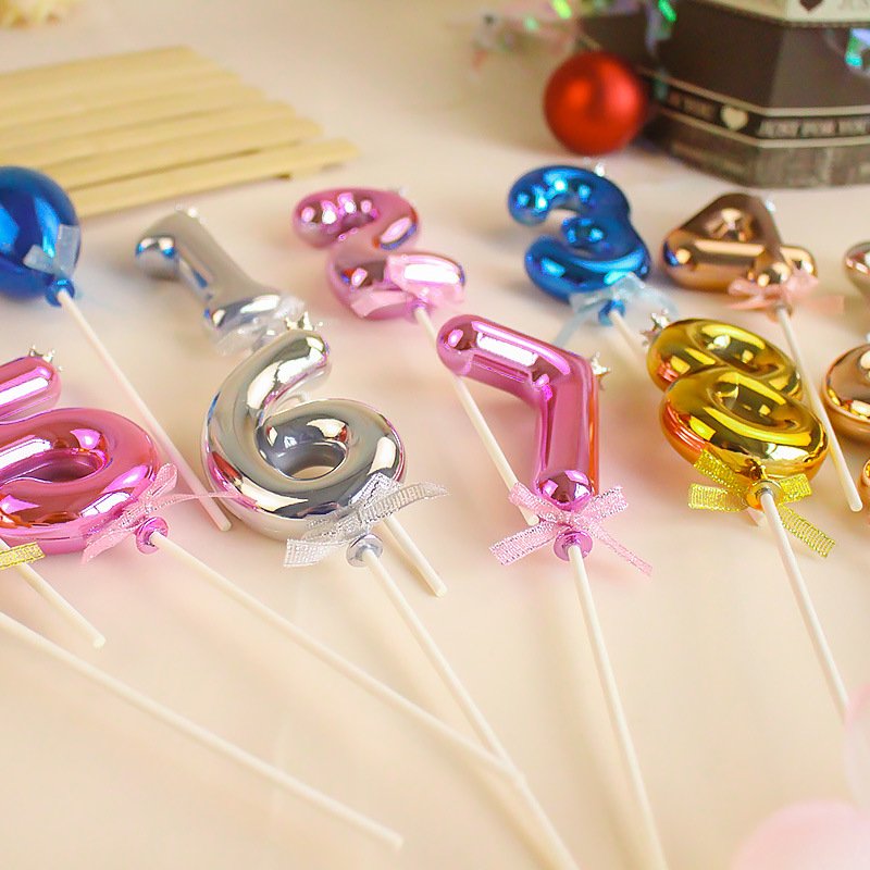 New design 0-9 cake topper-Beautiful Gradient Figure Baking Insert Birthday Party Decoration for Party and Holiday supplies