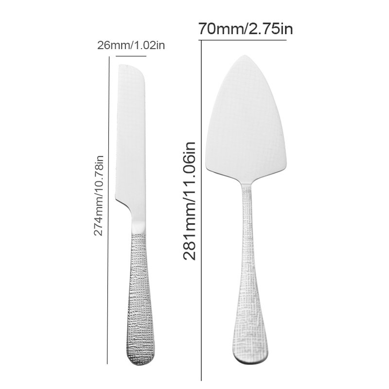 Gold Silver Stainless Steel Cake Cutter And Pie Spatula Cake Server And Knife Set Of 2 For Wedding Cake Birthdays And Parties