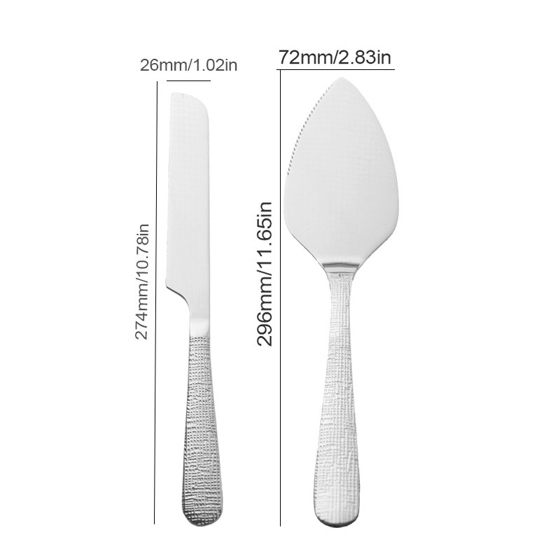 Gold Silver Stainless Steel Cake Cutter And Pie Spatula Cake Server And Knife Set Of 2 For Wedding Cake Birthdays And Parties