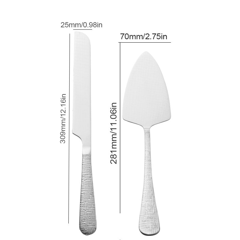 Gold Silver Stainless Steel Cake Cutter And Pie Spatula Cake Server And Knife Set Of 2 For Wedding Cake Birthdays And Parties