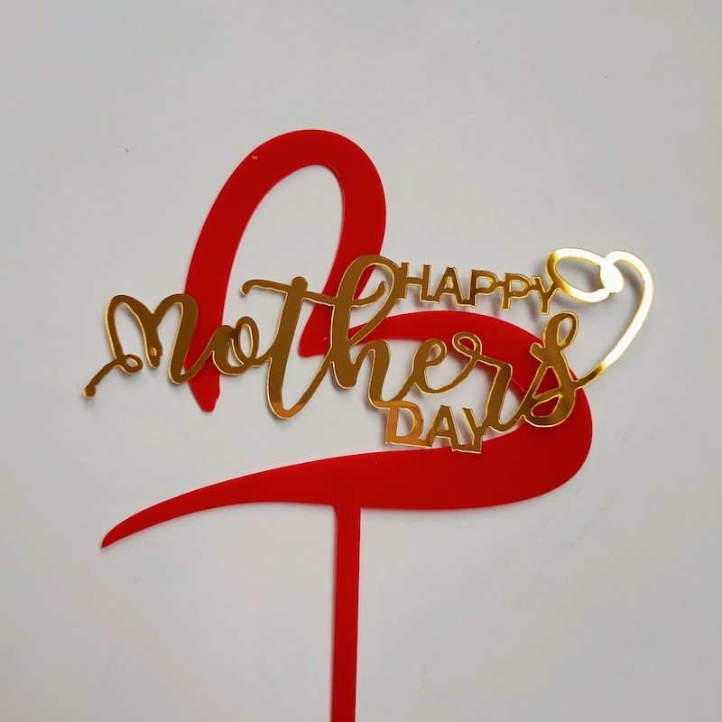 Happy Mother's Day Love Heart Acrylic Letter Cake Topper Toppers Decoration