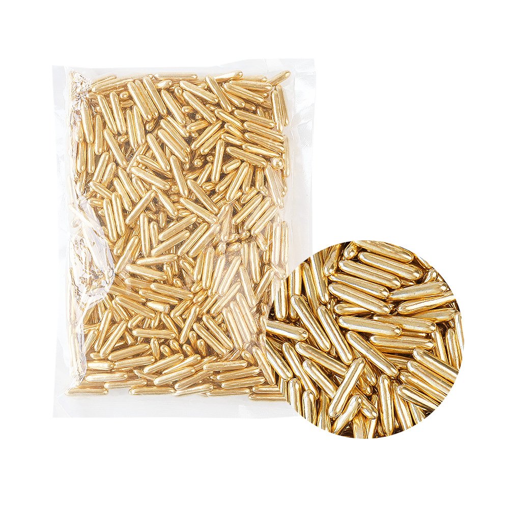 metallic gold sugar beads 500g/bag cake sprinkles decoration for baking wedding party supplies shiny gold rods sugar sprinkles