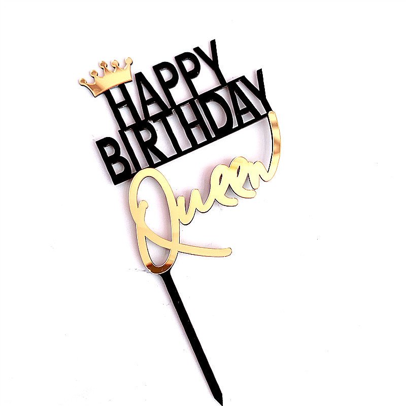 Prince King Acrylic Happy Birthday Cake Toppers Gold Princess Queen Cake Decorations for Birthday Party Cake Decorating Supplies