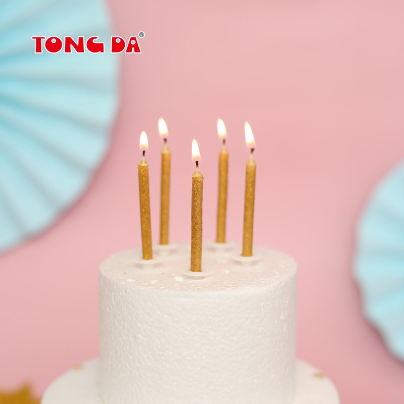 Factory Supply Thin pillar Metallic Birthday Candles for birthday party Cake Candles