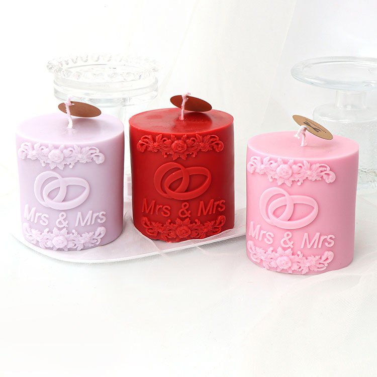 Romantic Couples Cylindrical Silicone Candle Mold Wedding Decorations Valentine's Day Gift Casting Mould DIY Aromatherapy Candle