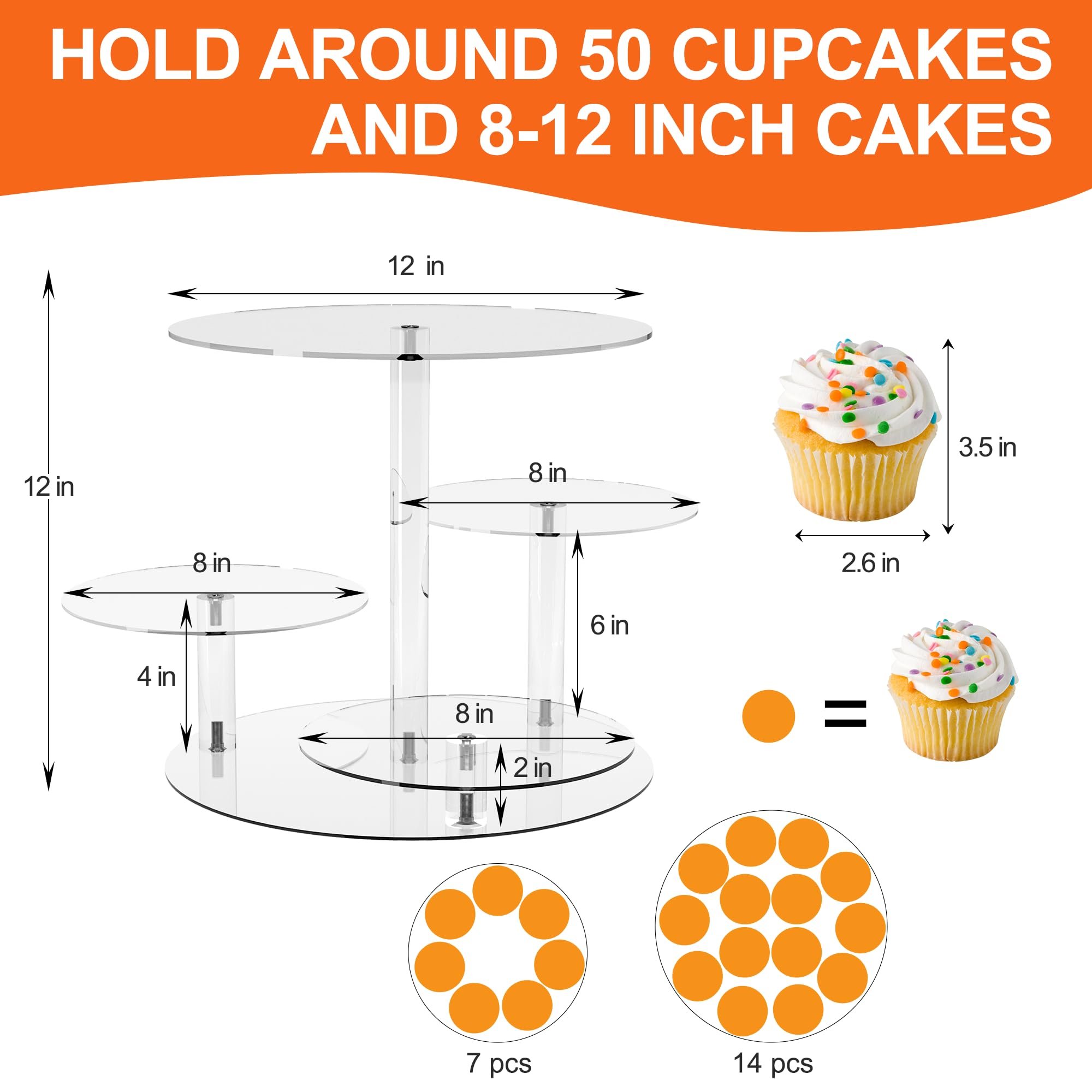 Factory wholesale 4 Tier cake decorating supplies Clear Acrylic Dessert Display Stand for Dessert Table Wedding Birthday Party