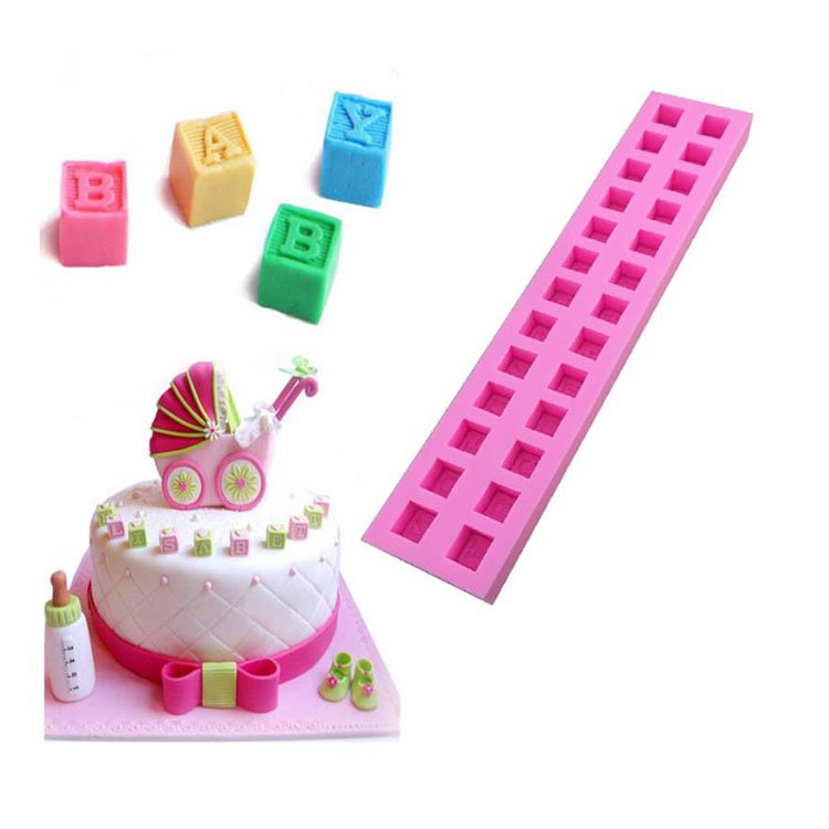 DIY Cake Tools Silicone English Letters Alphabet Building Block Fondant Chocolate Candle Mold Jelly & Candy Pudding Mould Tools