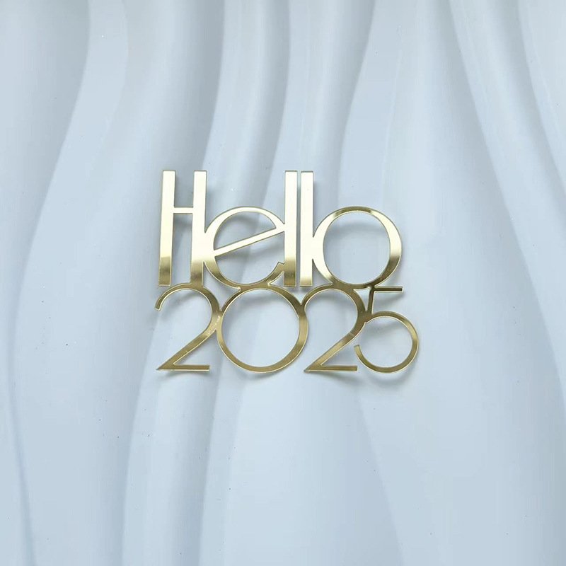 Ins wind 2025 acrylic cake decoration for christmas and new year party cake placards toppers for cakes