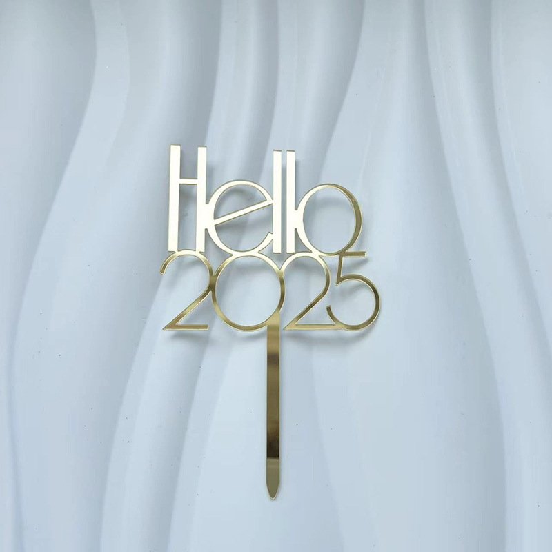 Ins wind 2025 acrylic cake decoration for christmas and new year party cake placards toppers for cakes