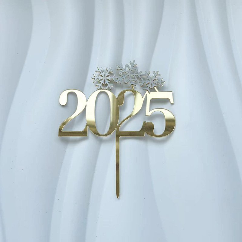 Ins wind 2025 acrylic cake decoration for christmas and new year party cake placards toppers for cakes