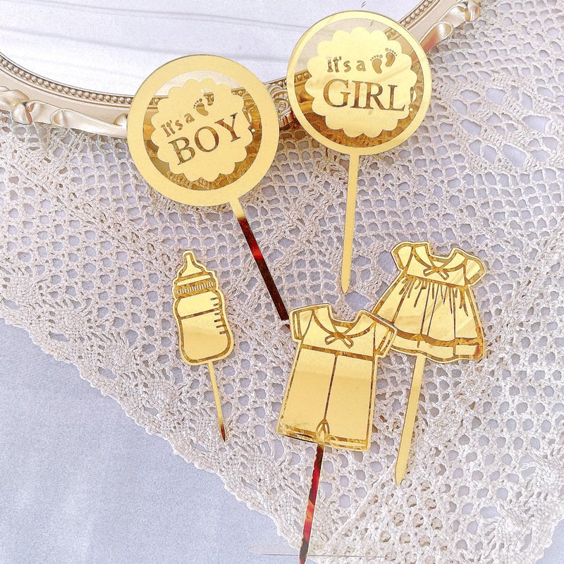 Cake Baking Decoration Acrylic Laser Marking Cake Decoration For Boys And Girls Holiday Party Topper Cake