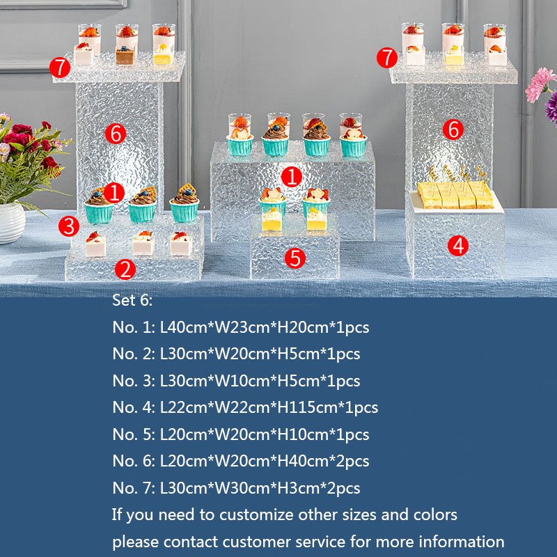 Factory wholesale 9pcs Dessert Cake Display Stand Wedding Table Centerpieces birthday decor Acrylic cake tray for event decor