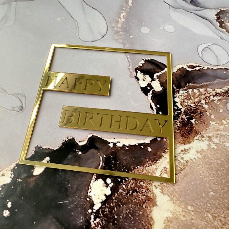 Baking Cake Decorating Supplies Square / Round Mirror Acrylic Topper Happy Birthday Dessert Decoration