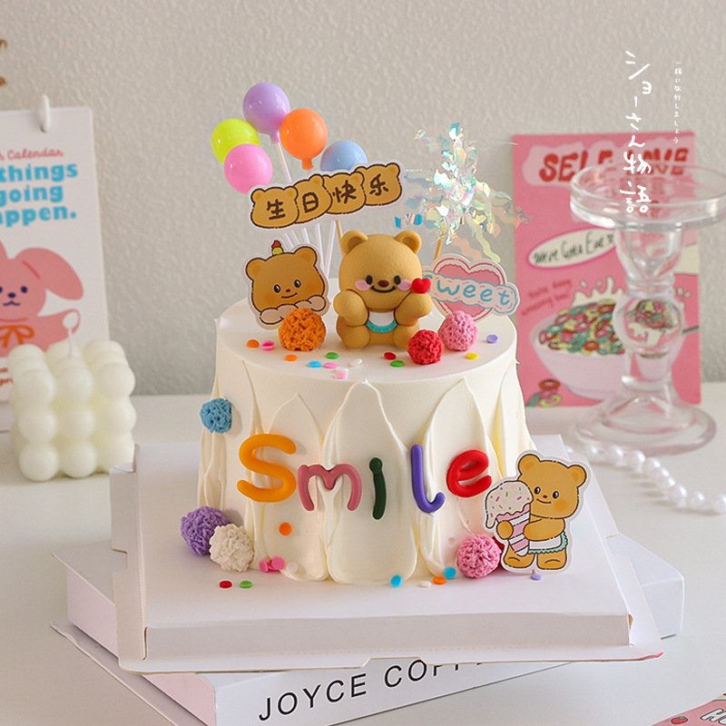 Wholesale Happy Birthday Cake Toppers Firework Cupcake Topper Flags For Wedding Kids Birthday Party Supplies Cake Decorations