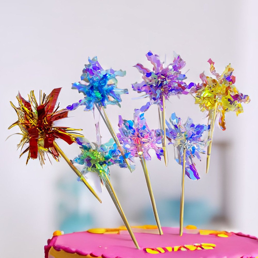 Wholesale Happy Birthday Cake Toppers Firework Cupcake Topper Flags For Wedding Kids Birthday Party Supplies Cake Decorations