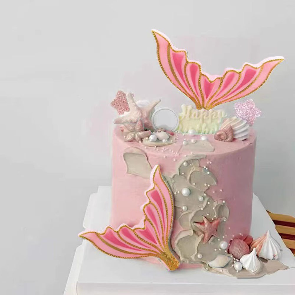 Mermaid Birthday Party Mermaid Tail Cake Topper Under the Sea Cake Decor Baby Shower Mermaid Themed Decors