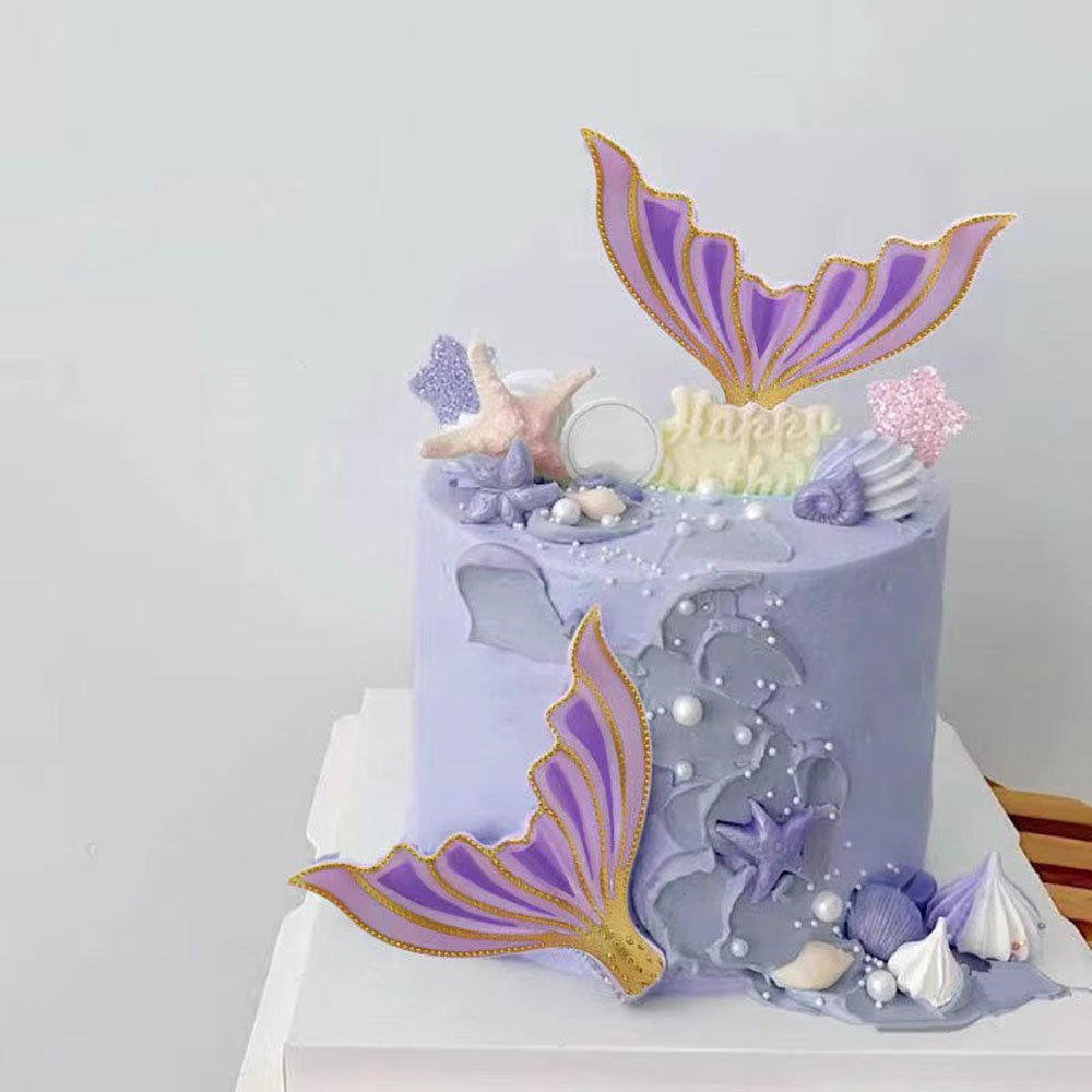 Mermaid Birthday Party Mermaid Tail Cake Topper Under the Sea Cake Decor Baby Shower Mermaid Themed Decors