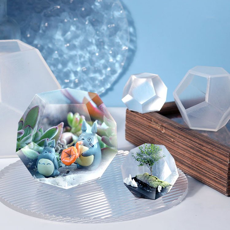 YS Faceted Sphere Micro Landscape Silicone Mold Game Fun Art Decoration Early Education Mold DIY Candle Plaster Table Decor Tool