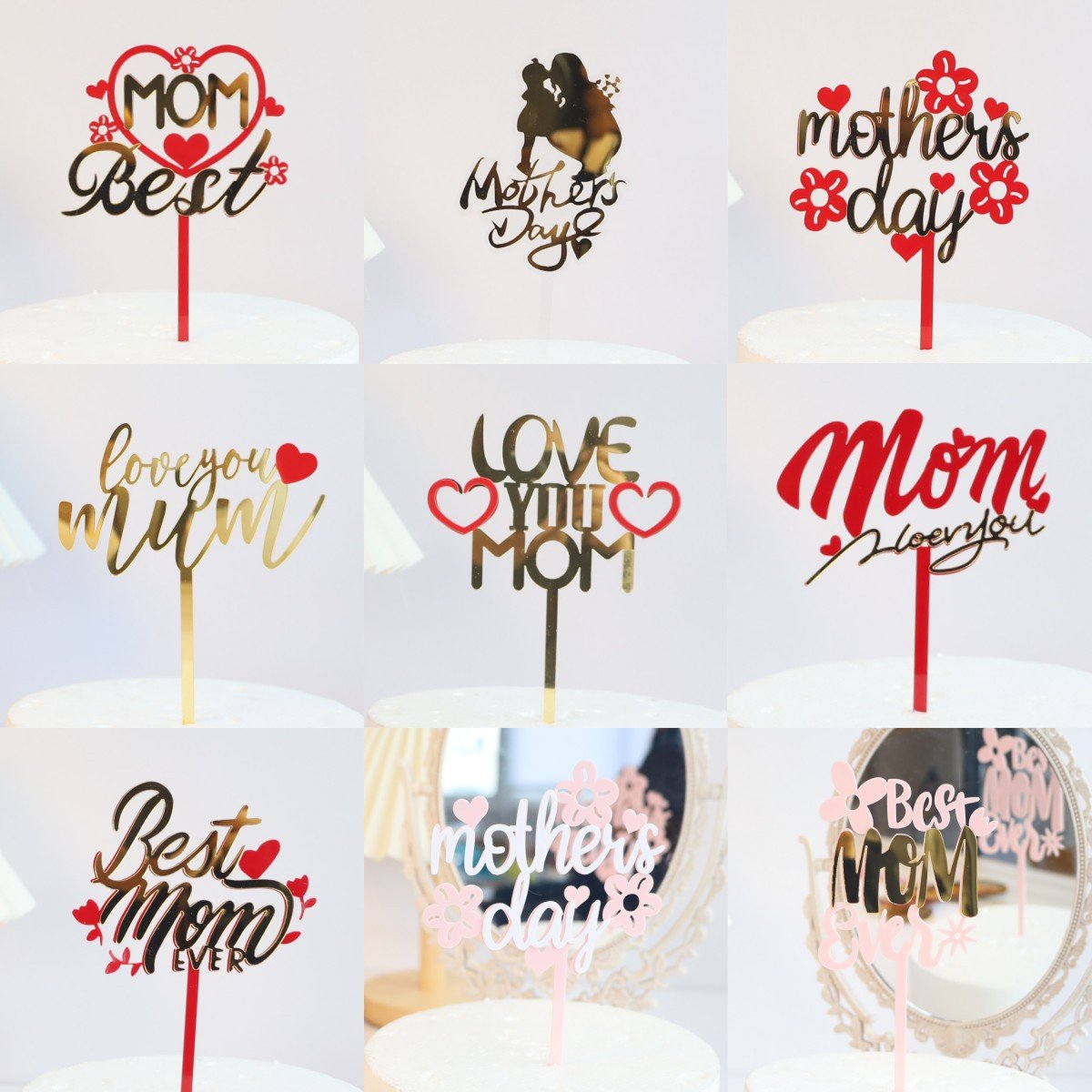 Birthday Acrylic Cake Card Birthday Party Layout Supplies Cake Decoration Plug-in Mother's Day Cake Toppers