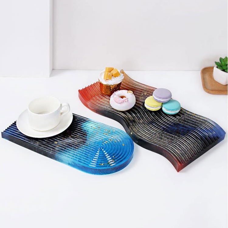 YS DIY Wave Shape Coaster Candle Stick Mold Craft Food Fruit Casting Mat Tray Silicone Plaster Mold Table Home Decor Pad Tools