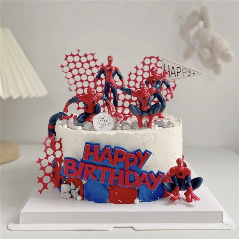 Cake decorating supplies Hot Selling 6pcs/set spider Cartoon birthday cake topper decoration Party Decoration